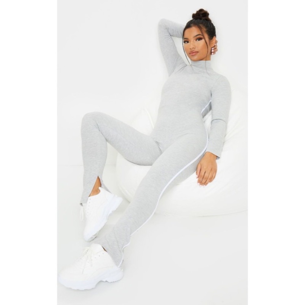 PLT Striped High Neck Jumpsuit